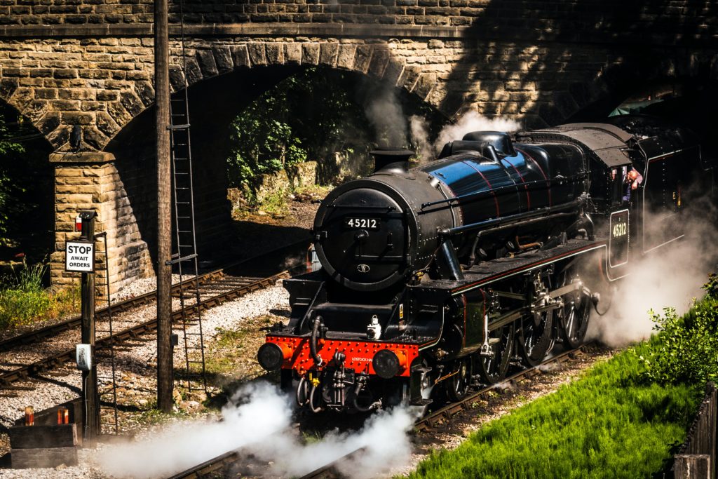 Steam train on track