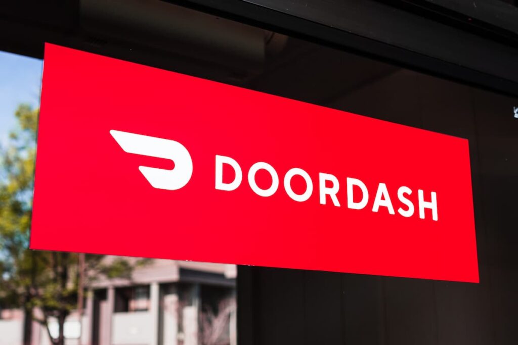 Close up of Doordash logo and symbol