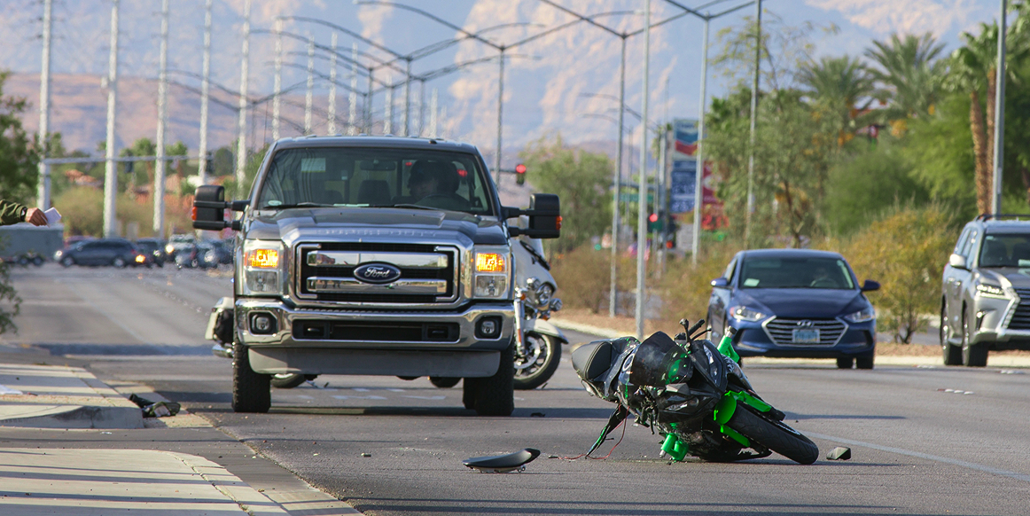 motorcycle crash on the road