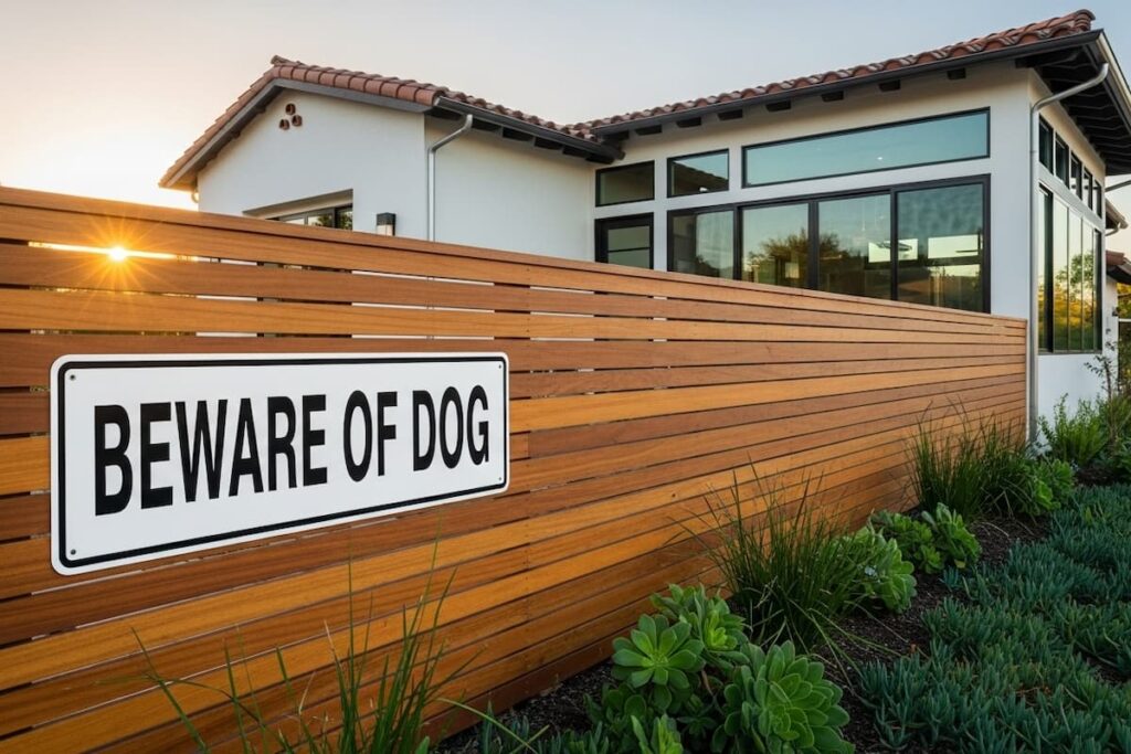 Beware of dog sign outside of home