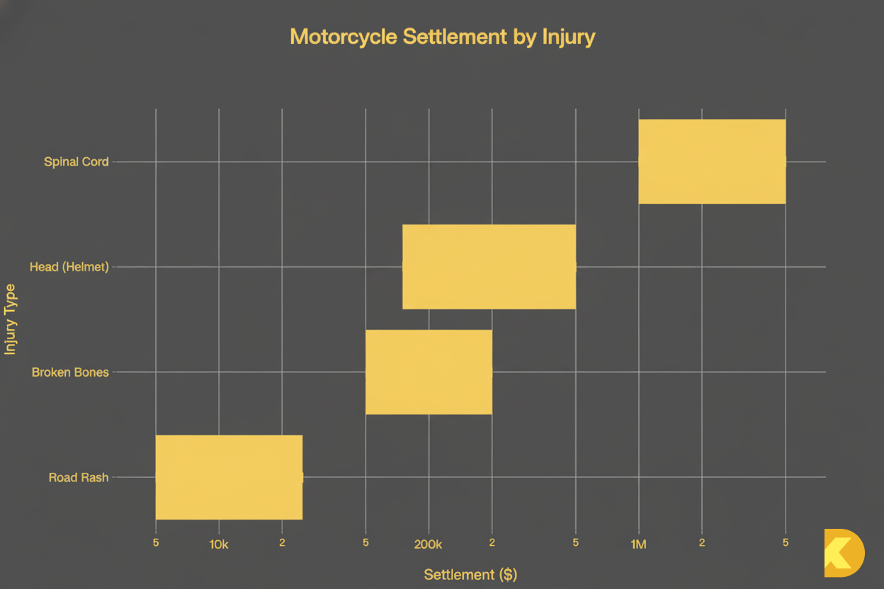 graph showing the average motorcycle settlement by injury type