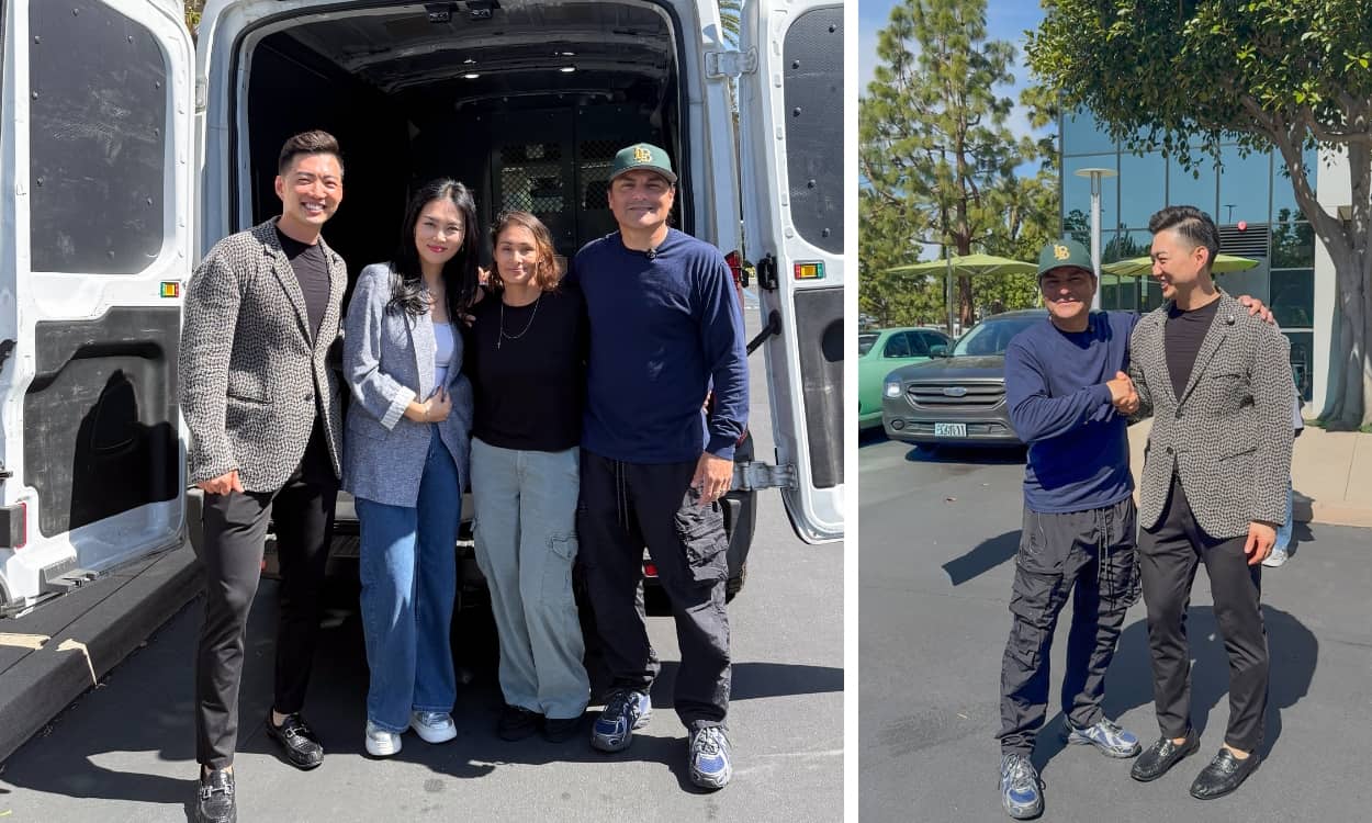 Daniel Kim meets with Hood Santa to collaborate on donating laptops to people in need.